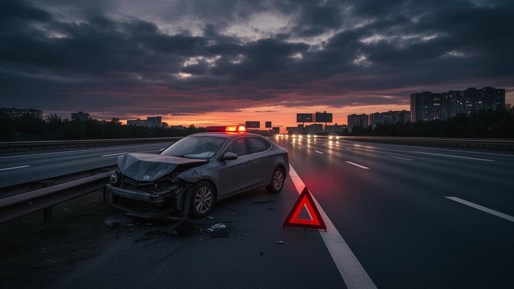 Vehículo detenido en autopista de Santiago esperando servicio de grúa de Grúas Cortes